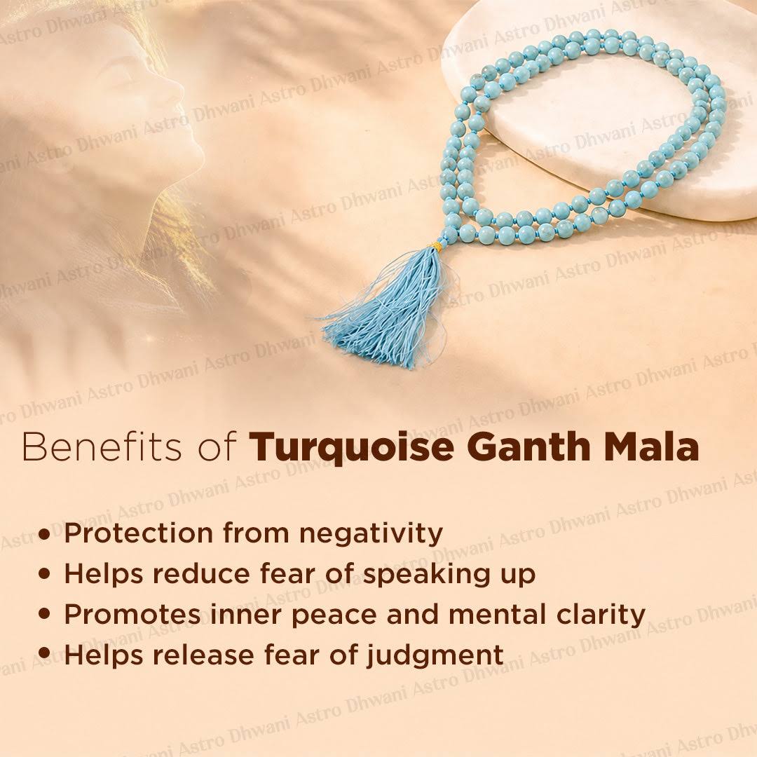 Turquoise Ganth Prayer Mala Hand knotted Firoza Beads Meditation, Japa & Spiritual