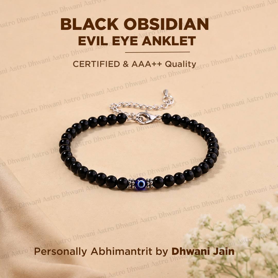 Black Obsidian with Evil Eye Protection Anklet | Positivity & Negative Energy Shield