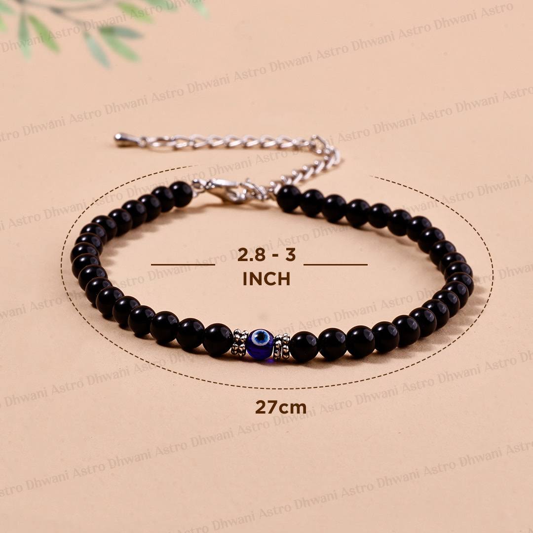 Black Obsidian with Evil Eye Protection Anklet | Positivity & Negative Energy Shield