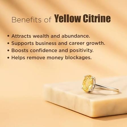High Financial Status, Success in Job & Profession: Yellow Citrine Ring - Abhimantrit & Certified