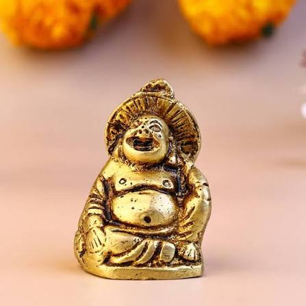 Brass Laughing Buddha with Umbrella – Abhimantrit