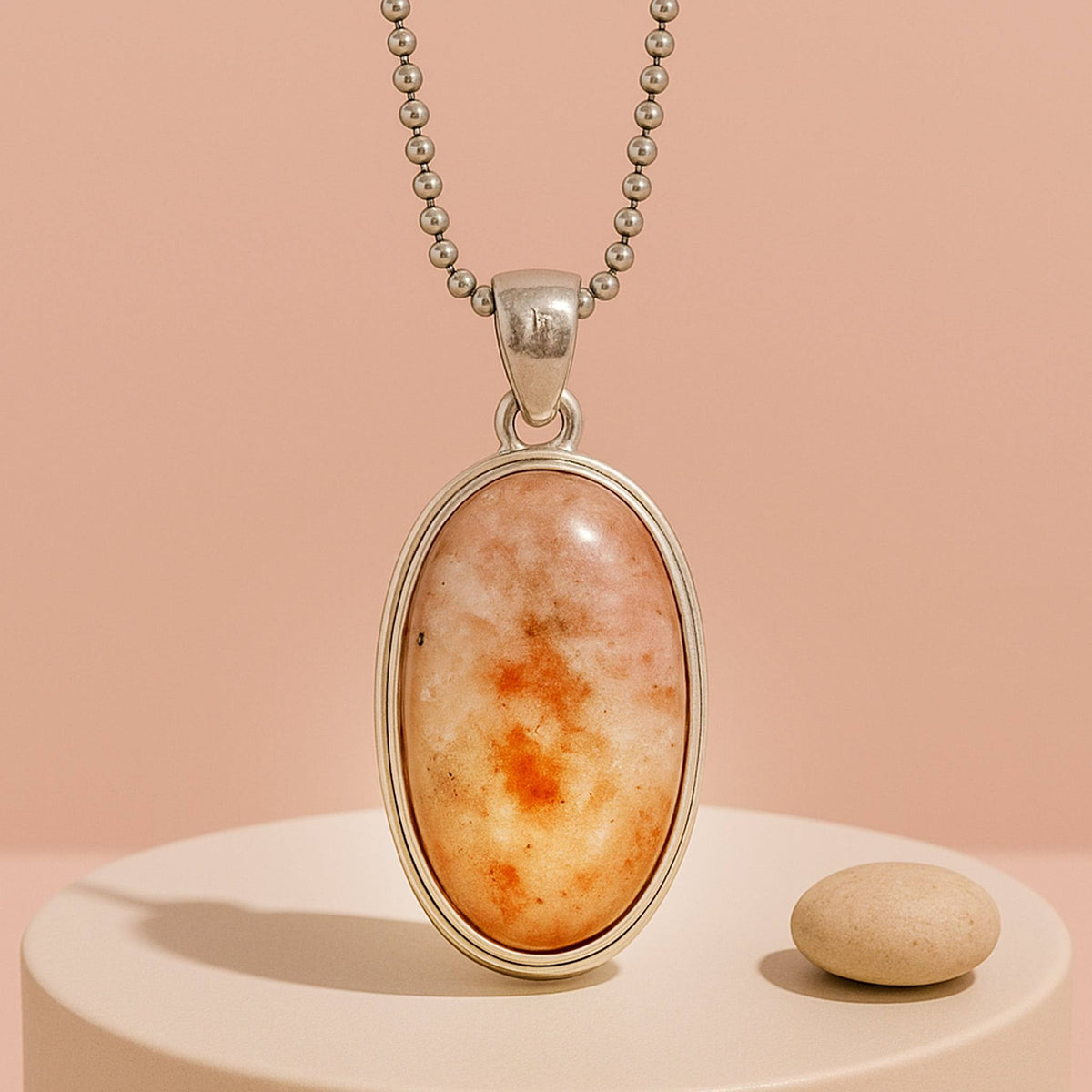 Sunstone Oval Pendant for Boosts Positive Energy & Confidence