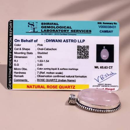 Rose Quartz Oval Stone Pendant - Abhimantrit & Certified