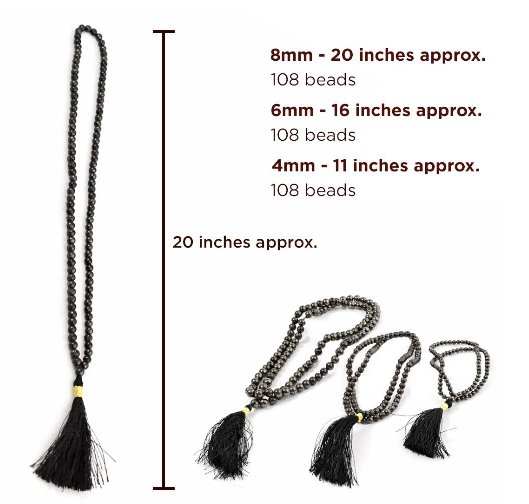 Raw Pyrite Crystal Mala - Abhimantrit & Certified