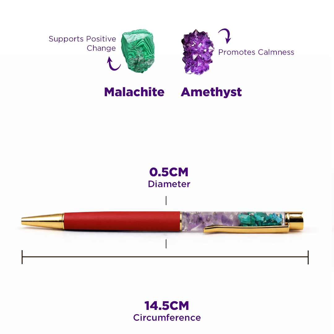 Malachite and Amethyst Pen - Abhimantrit