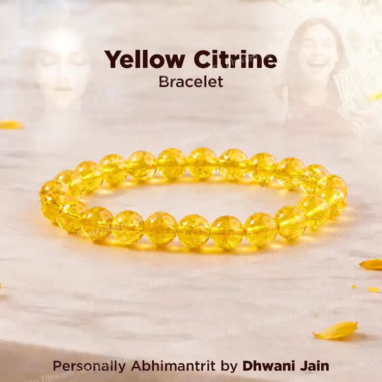 High Financial Status, Success in Job & Profession: Yellow Citrine Bracelet - Abhimantrit & Certified