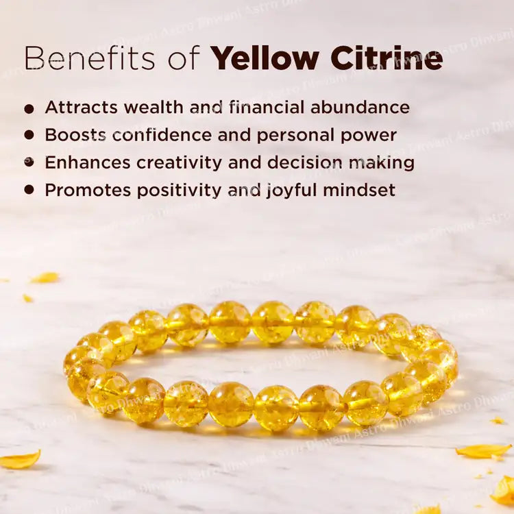 High Financial Status, Success in Job & Profession: Yellow Citrine Bracelet - Abhimantrit & Certified