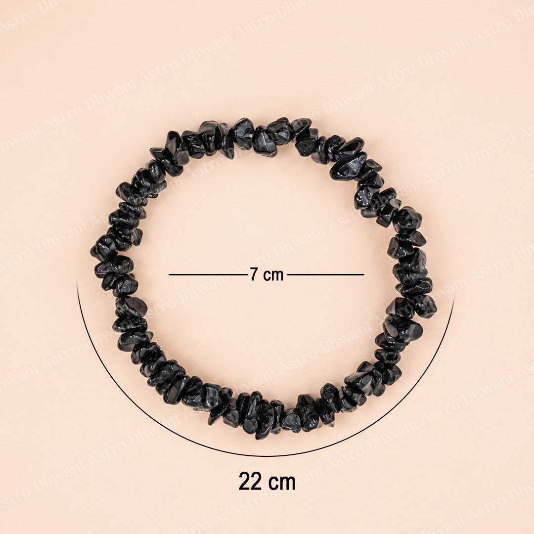 Black Tourmaline Uncut Bracelet - Abhimantrit & Certified