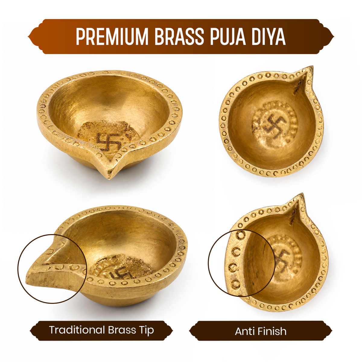 Brass Swastik Diya - Abhimantrit