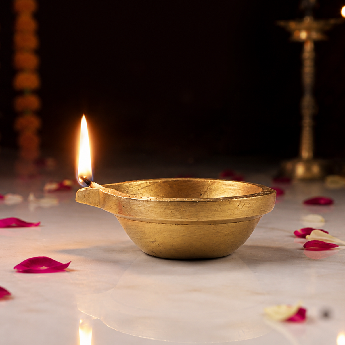 Brass Swastik Diya - Abhimantrit