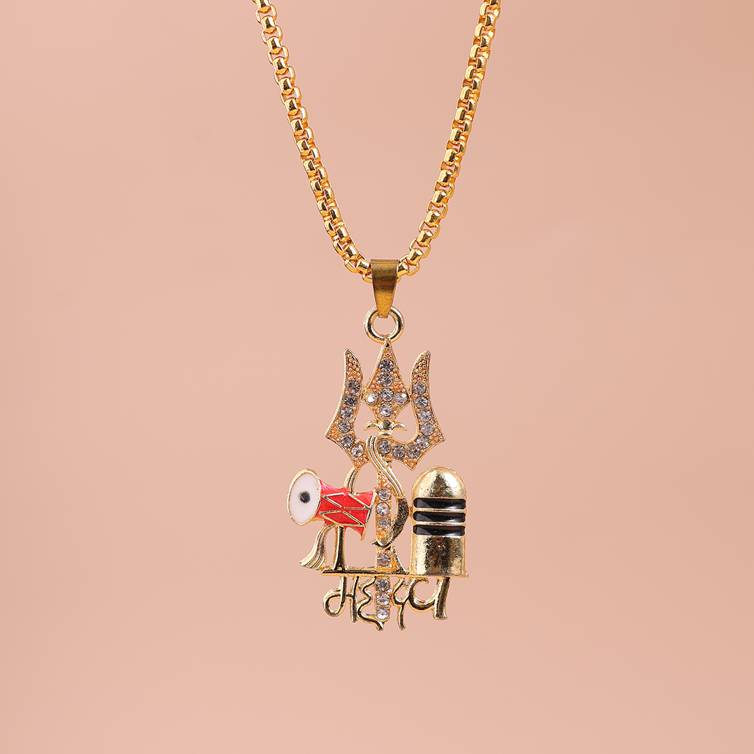 Mahadev Trishul with Damru & Rudraksha Blessing & Protection Pendant – Abhimantrit