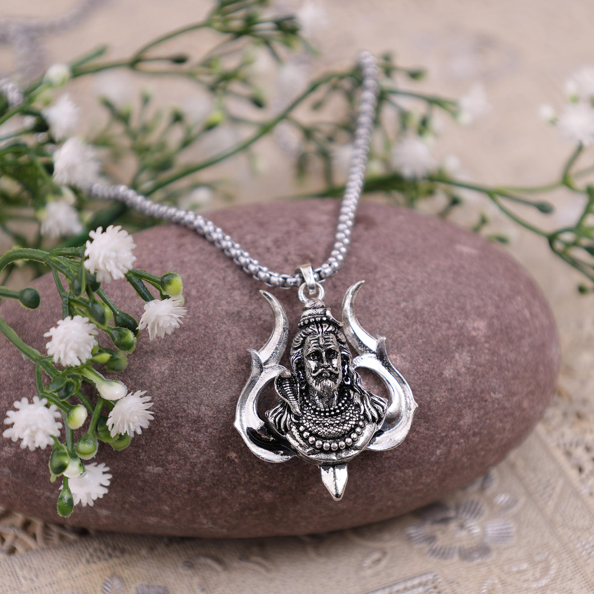 Lord Shiva with Trishul on Back Pendant - Abhimantrit