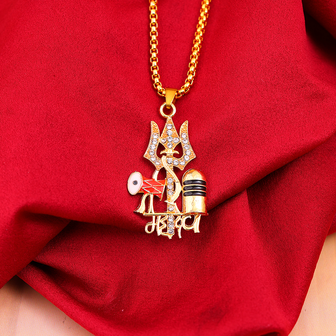 Mahadev Trishul with Damru & Rudraksha Blessing & Protection Pendant – Abhimantrit