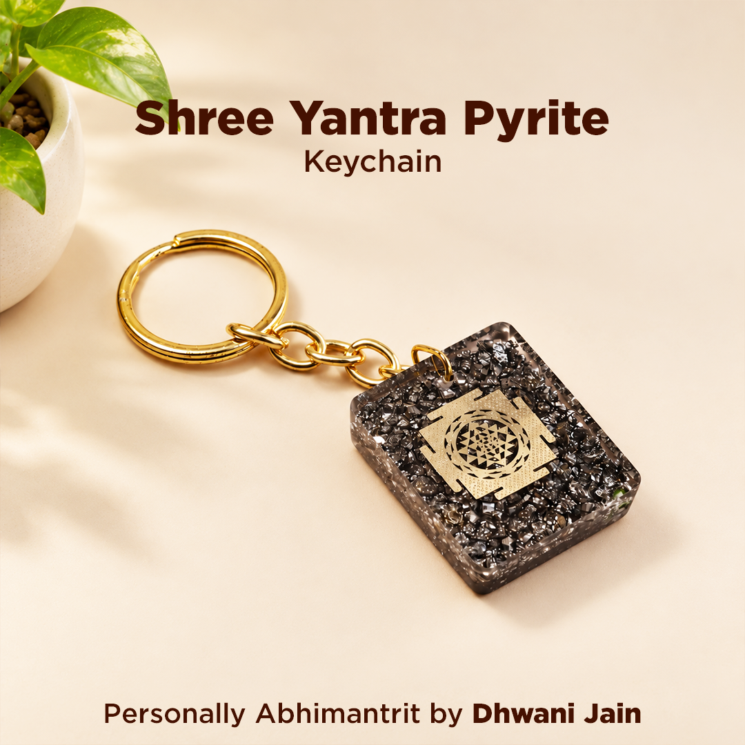 Shree Yantra Pyrite  Keychain – Confidence, Focus & Protection