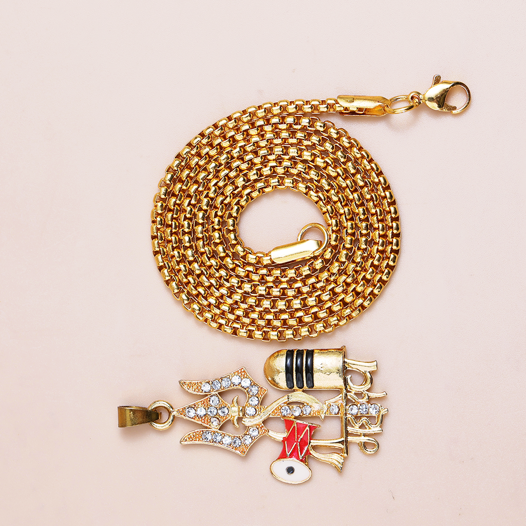 Mahadev Trishul with Damru & Rudraksha Blessing & Protection Pendant – Abhimantrit