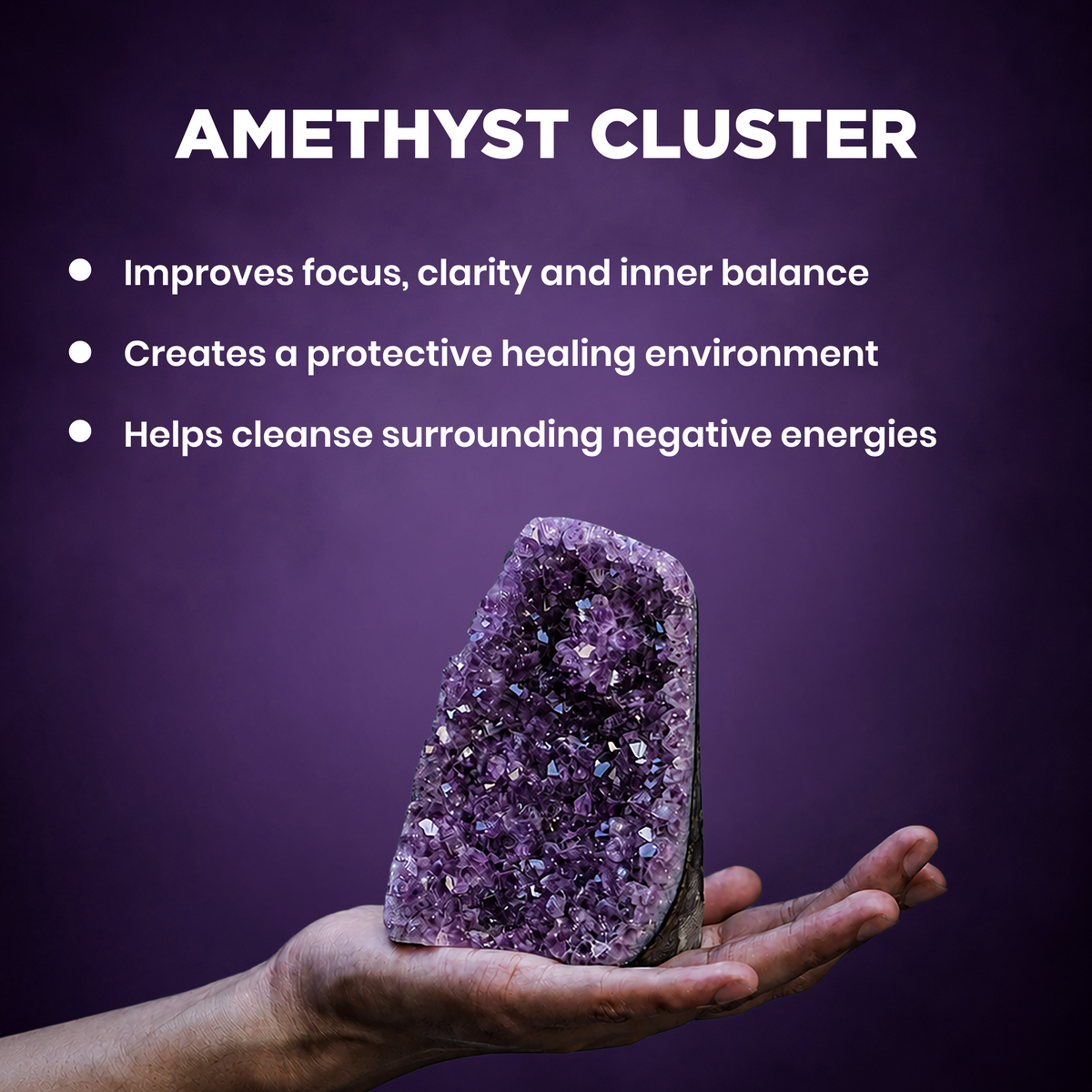 Amethyst Crystal Cluster (Brazillian): Emotional Healing & Stress Relief