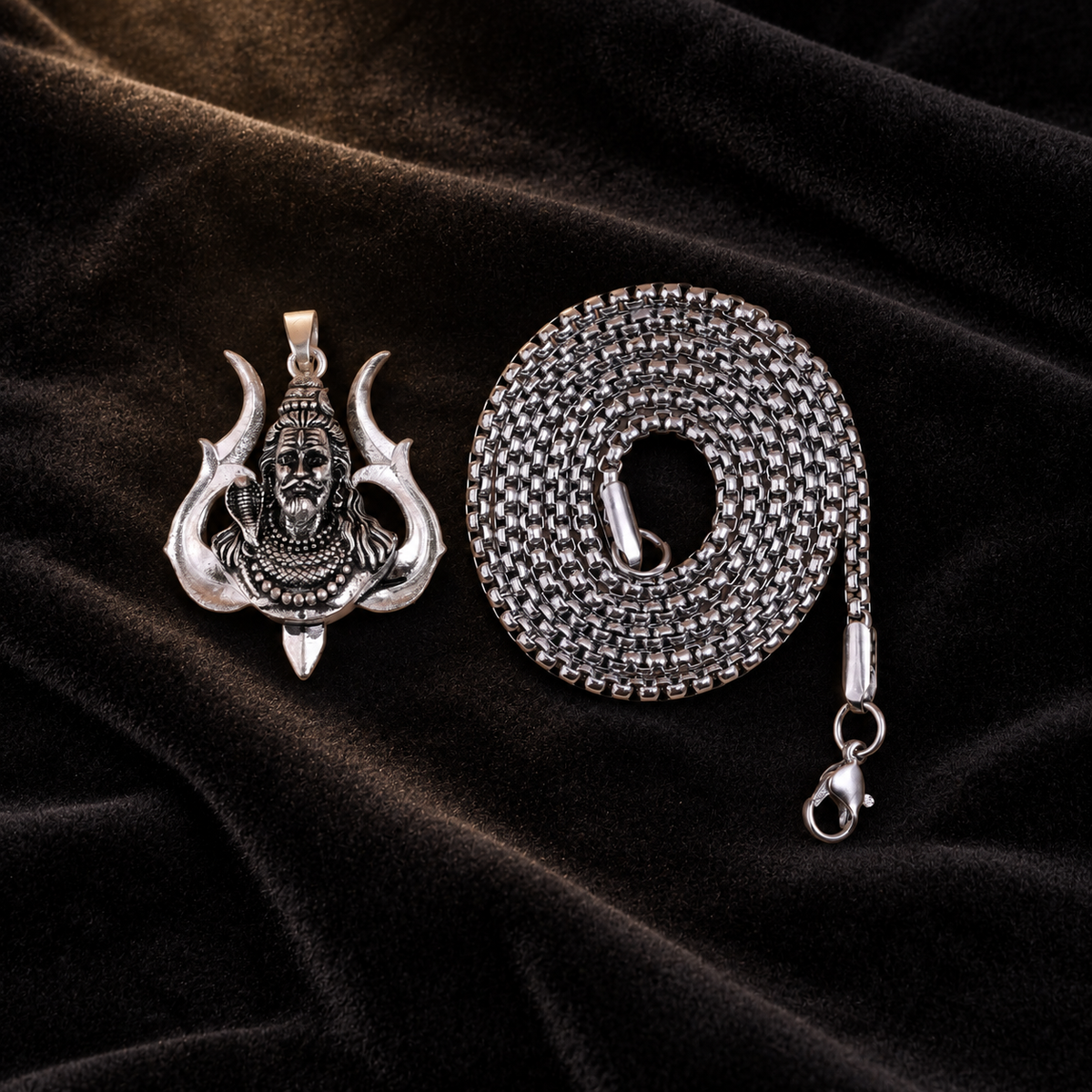 Lord Shiva with Trishul on Back Pendant - Abhimantrit