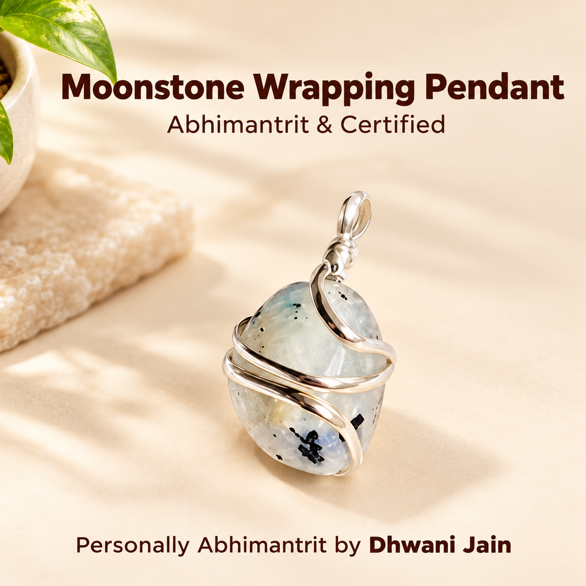 Moonstone Wrapping Pendant- Abhimantrit