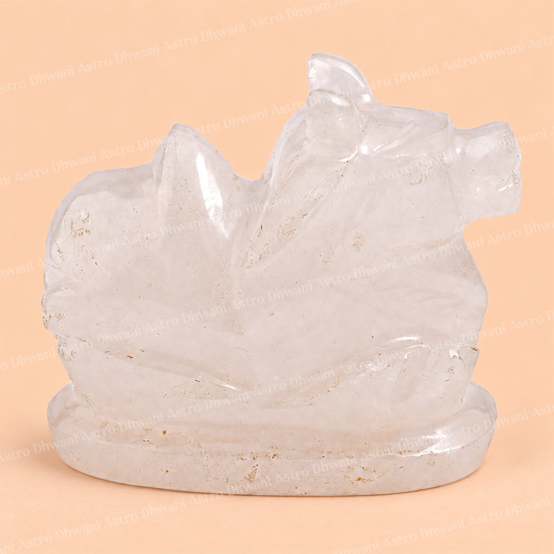 White Agate Nandi - Abhimantrit