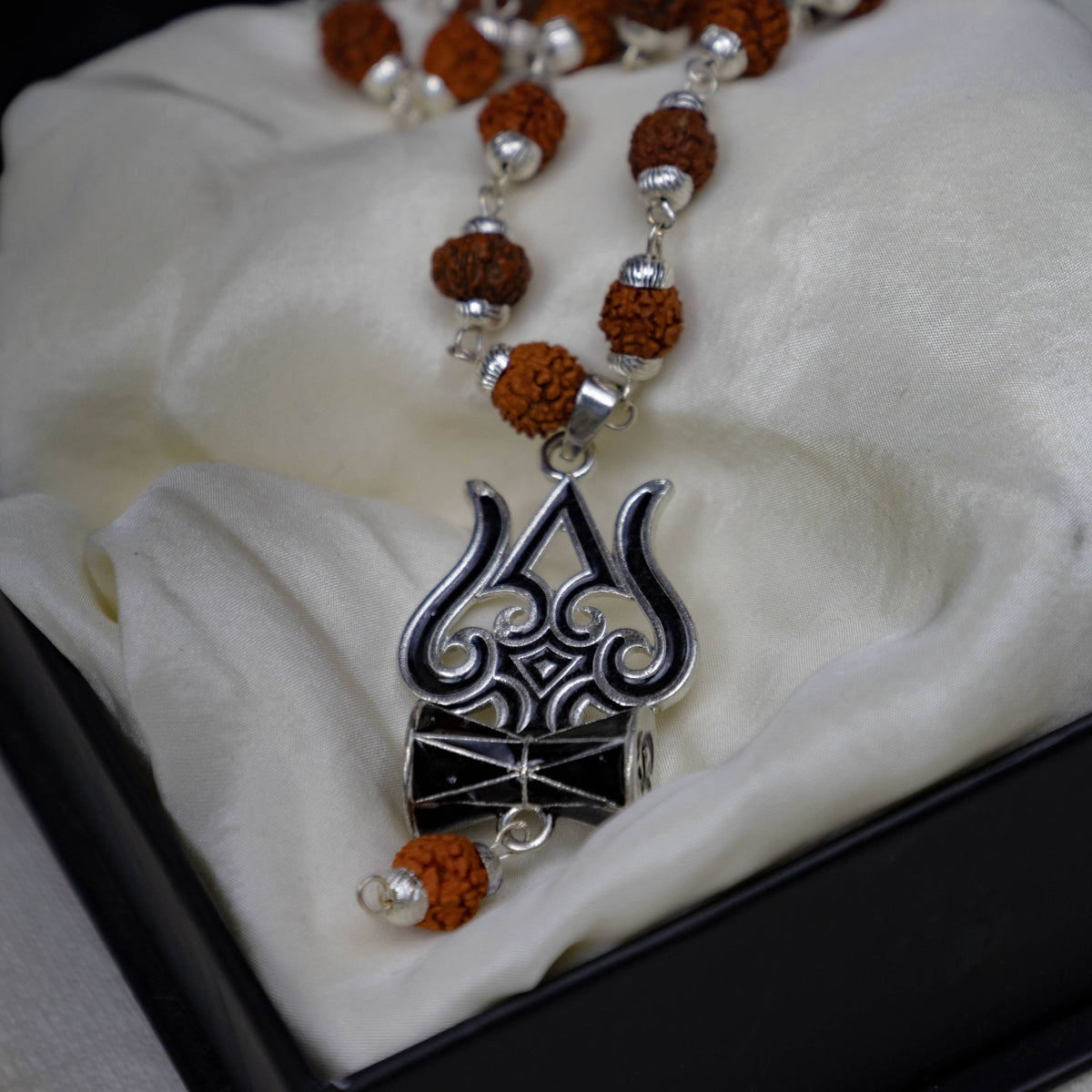 Trishul, Damru & Rudraksha Blessing & Protection Pendant - Abhimantrit