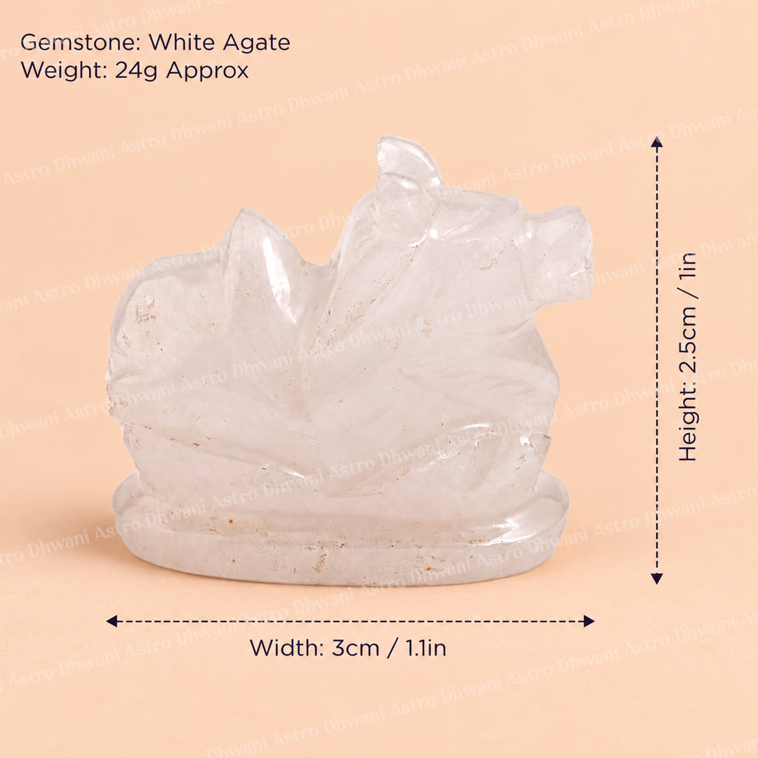 White Agate Nandi - Abhimantrit