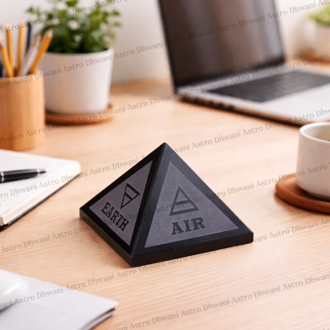 Black Agate Five Element Pyramid - Abhimantrit