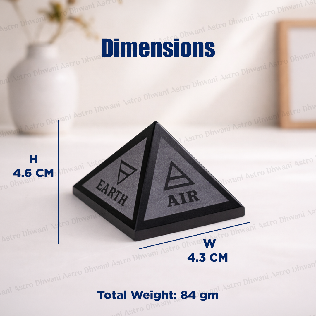 Black Agate Five Element Pyramid - Abhimantrit