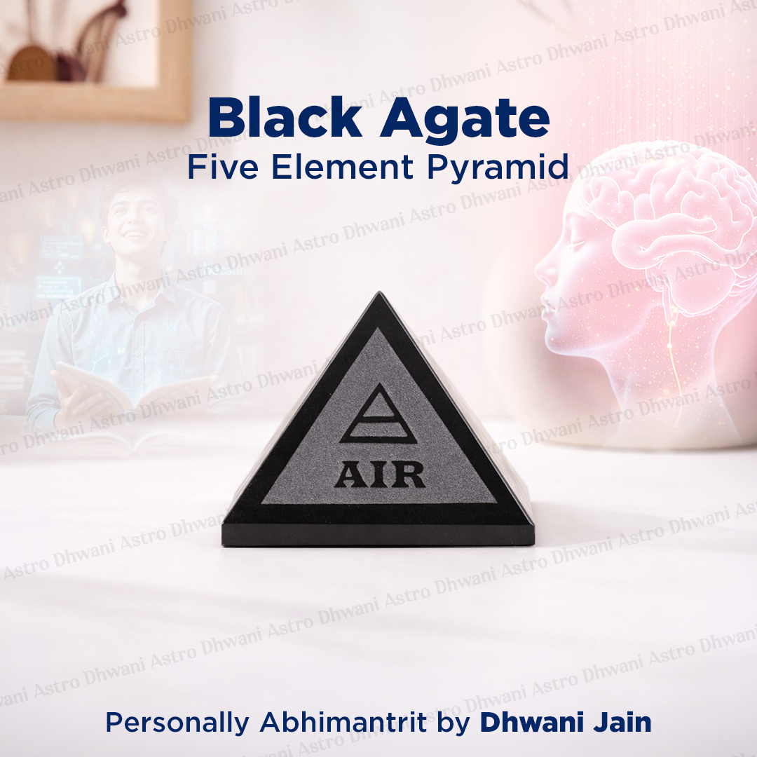 Black Agate Five Element Pyramid - Abhimantrit