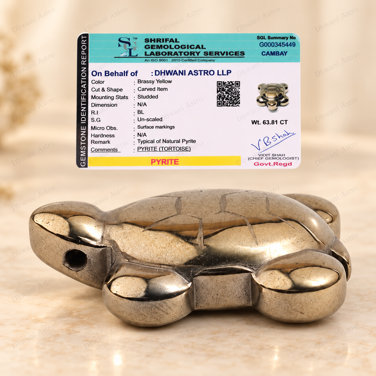 Pyrite Tortoise- Abhimantrit & Certified