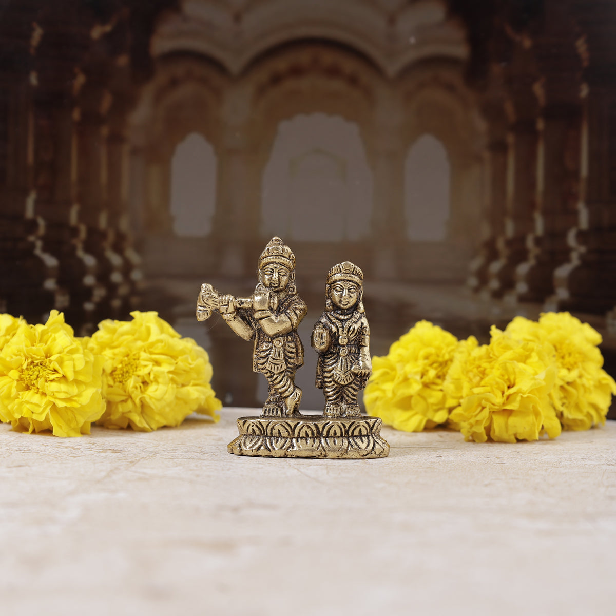 Brass Radha Krishna Standing Idol- Abhimantrit