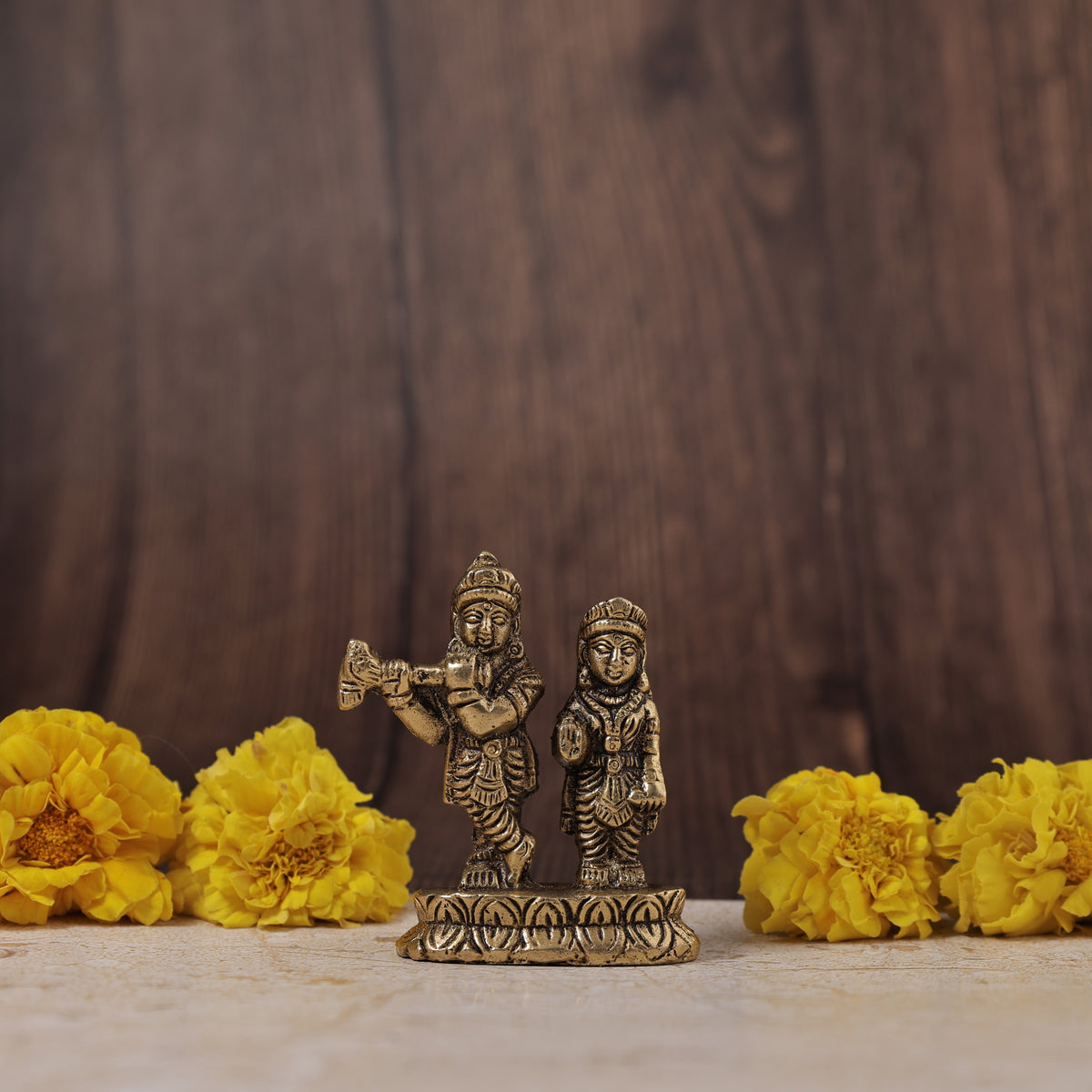 Brass Radha Krishna Standing Idol- Abhimantrit