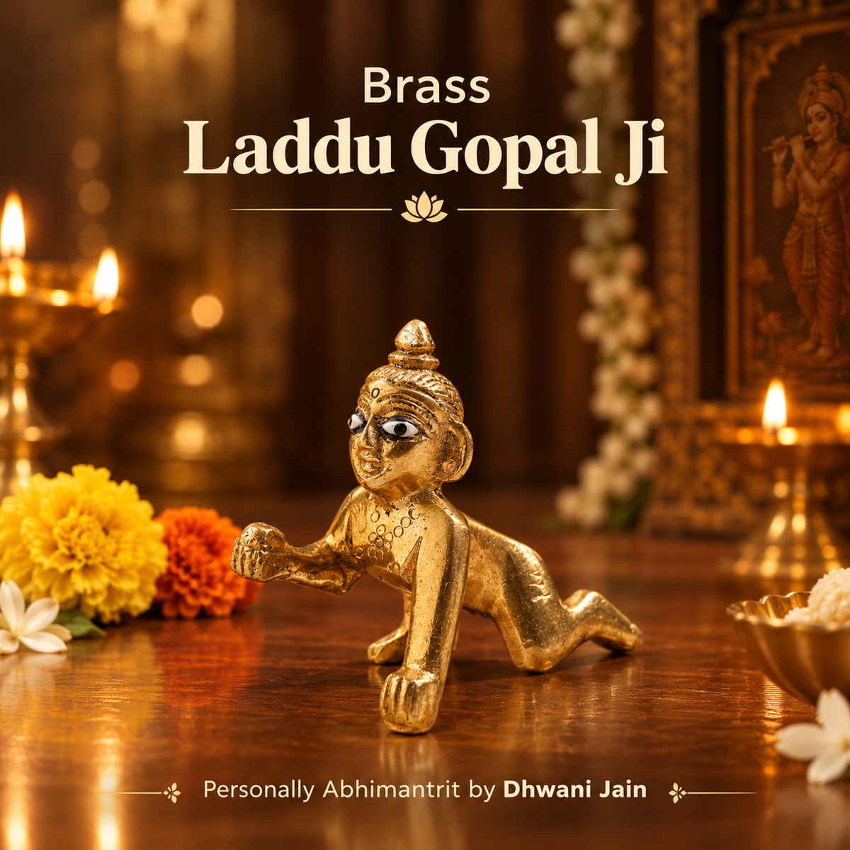 Brass Laddu Gopal Idol - Abhimantrit