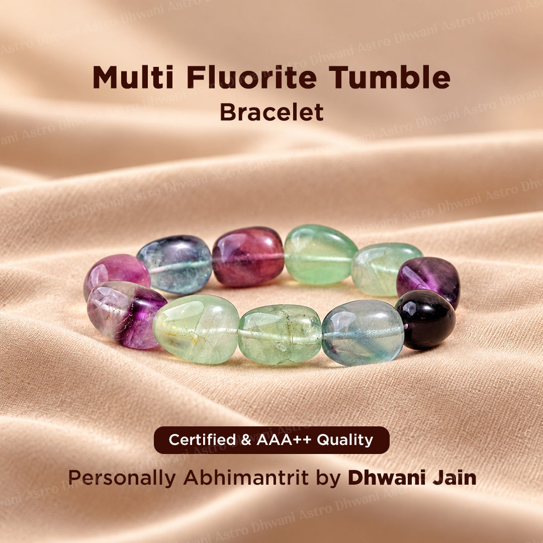 Multi Flourite Tumble Bracelet - Abhimantrit & Certified