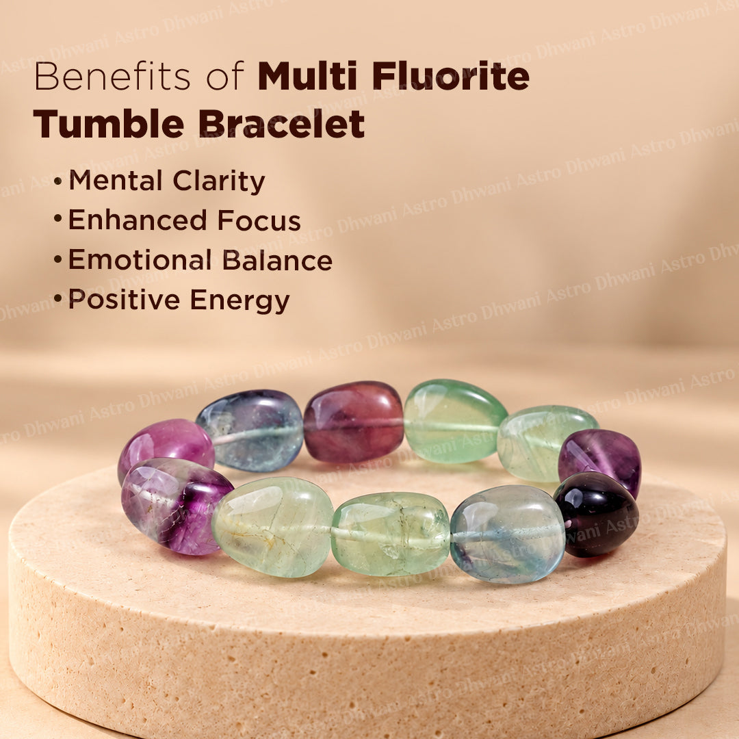 Multi Flourite Tumble Bracelet - Abhimantrit & Certified