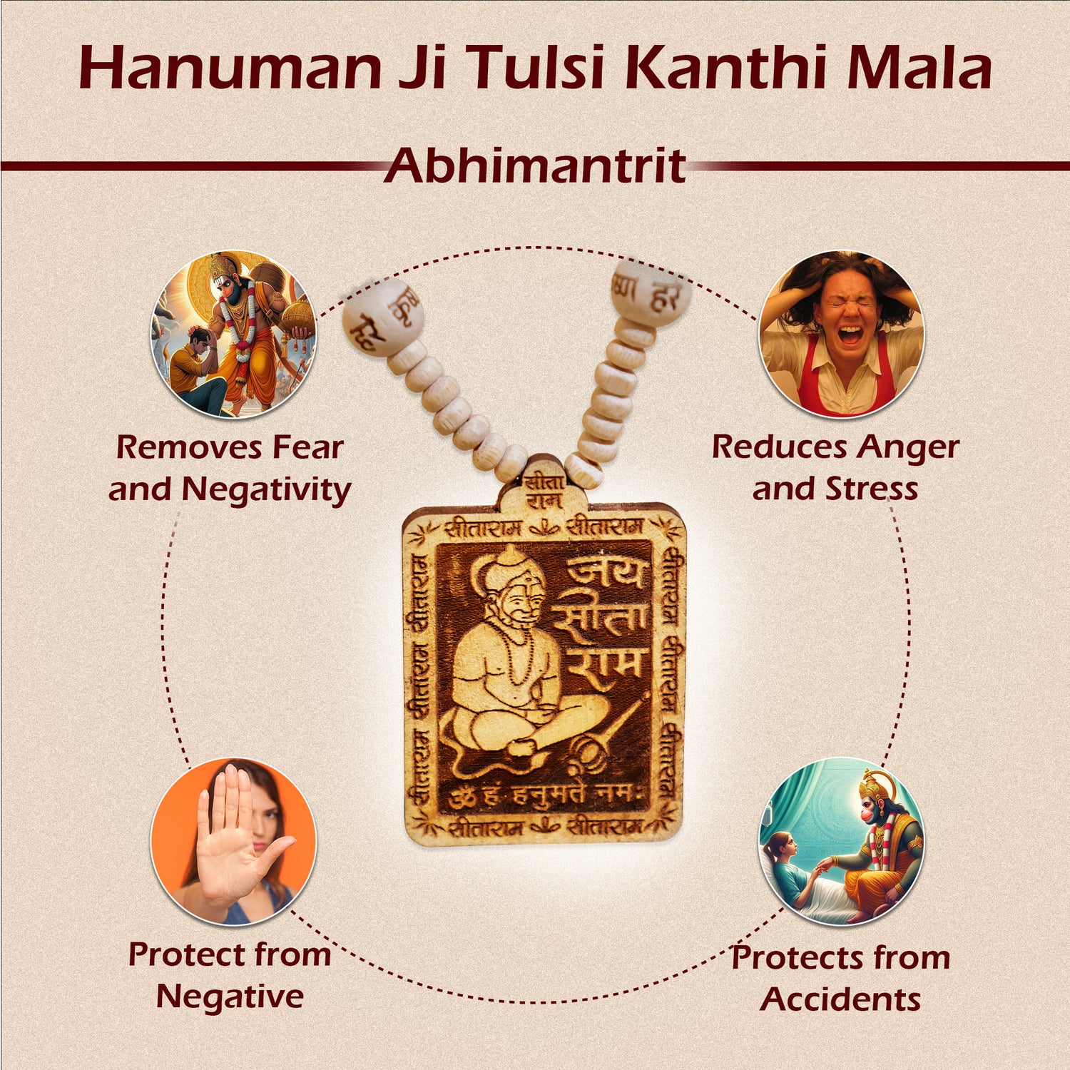 Hanuman Ji Tulsi Kanthi Mala - Abhimantrit