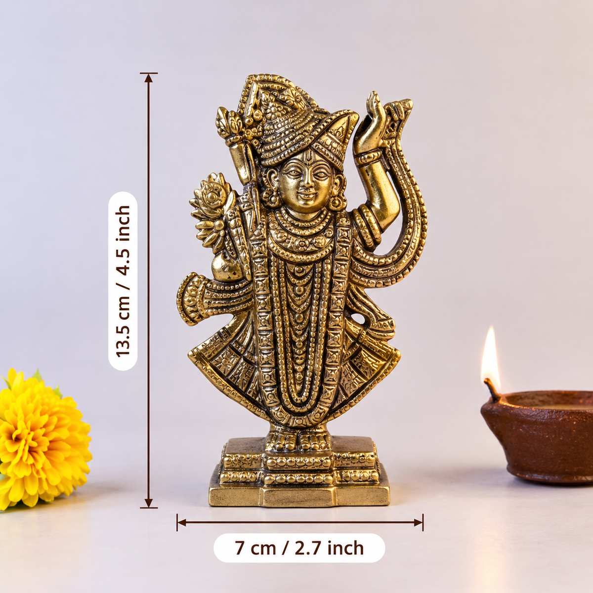 Brass Shrinath Ji Sculpture - Abhimantrit
