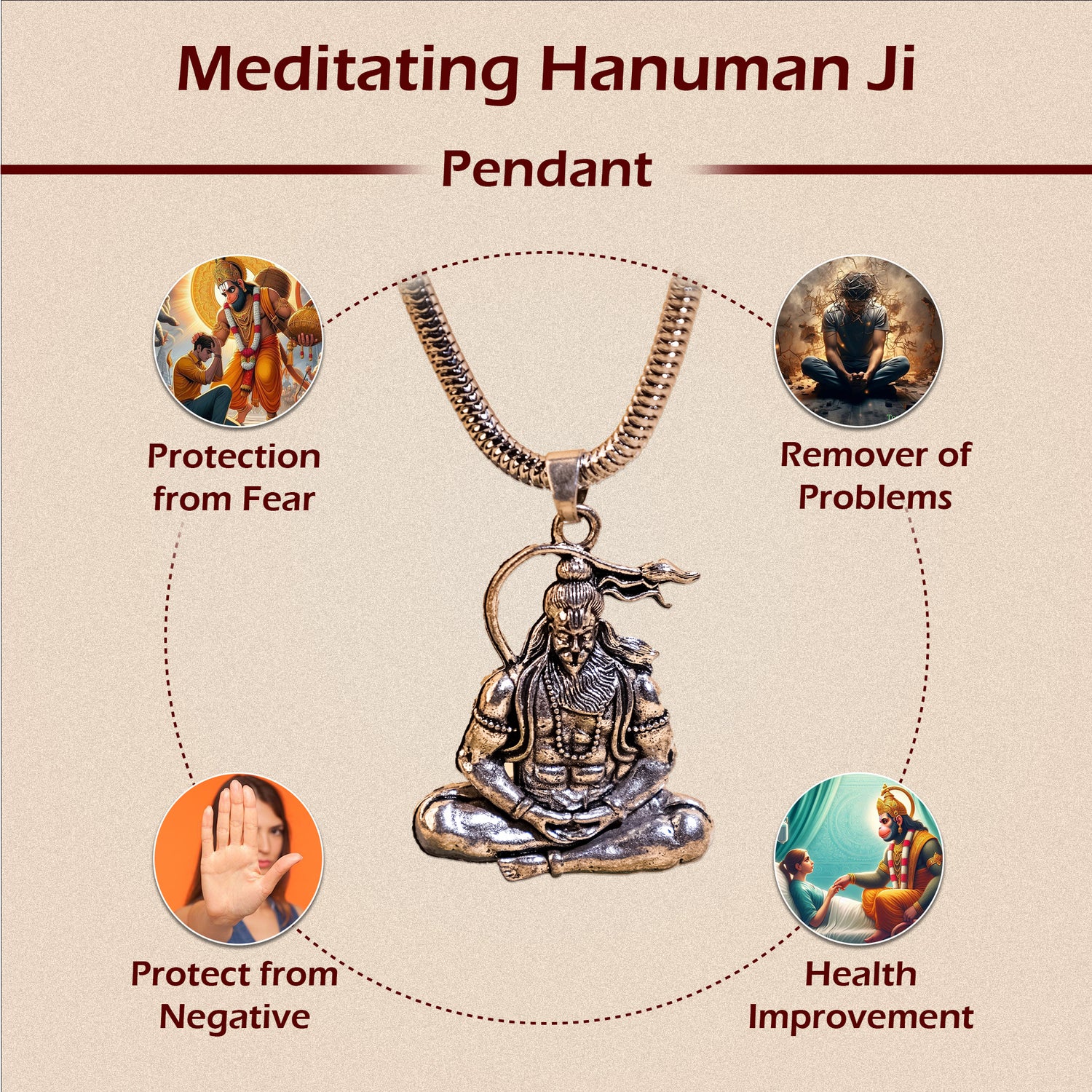 Meditating Hanuman Ji Pendant (Blessing & Protection) - Abhimantrit