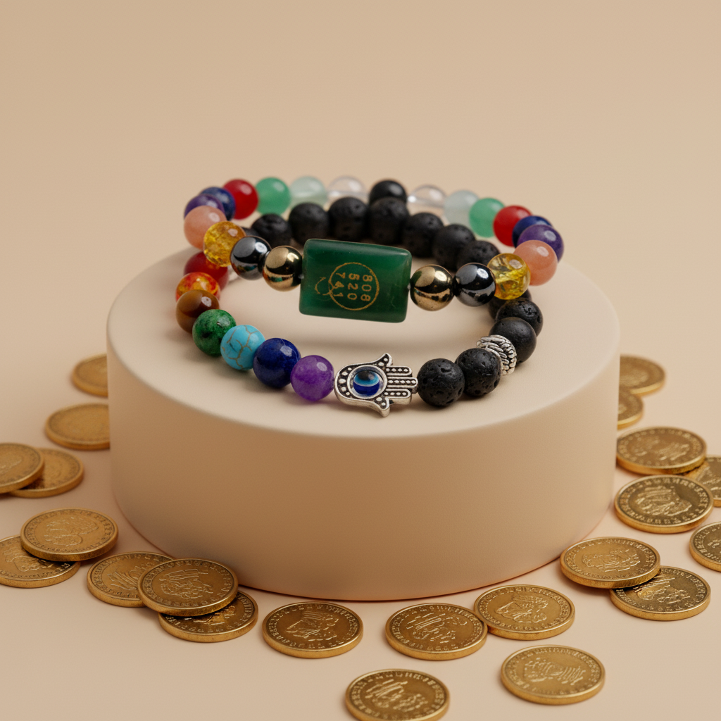 Business Success and Growth Bracelet & Seven Chakra with Lava Stone