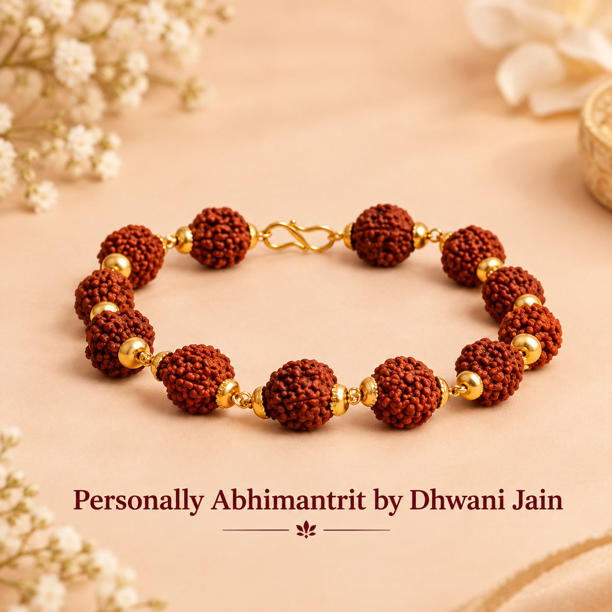 Rudraksha Raksha Bracelet Gold Plated for Protection & Positivity
